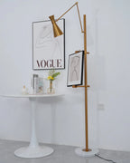 Floor Light | Sculptural Gold Frame & White Marble Base