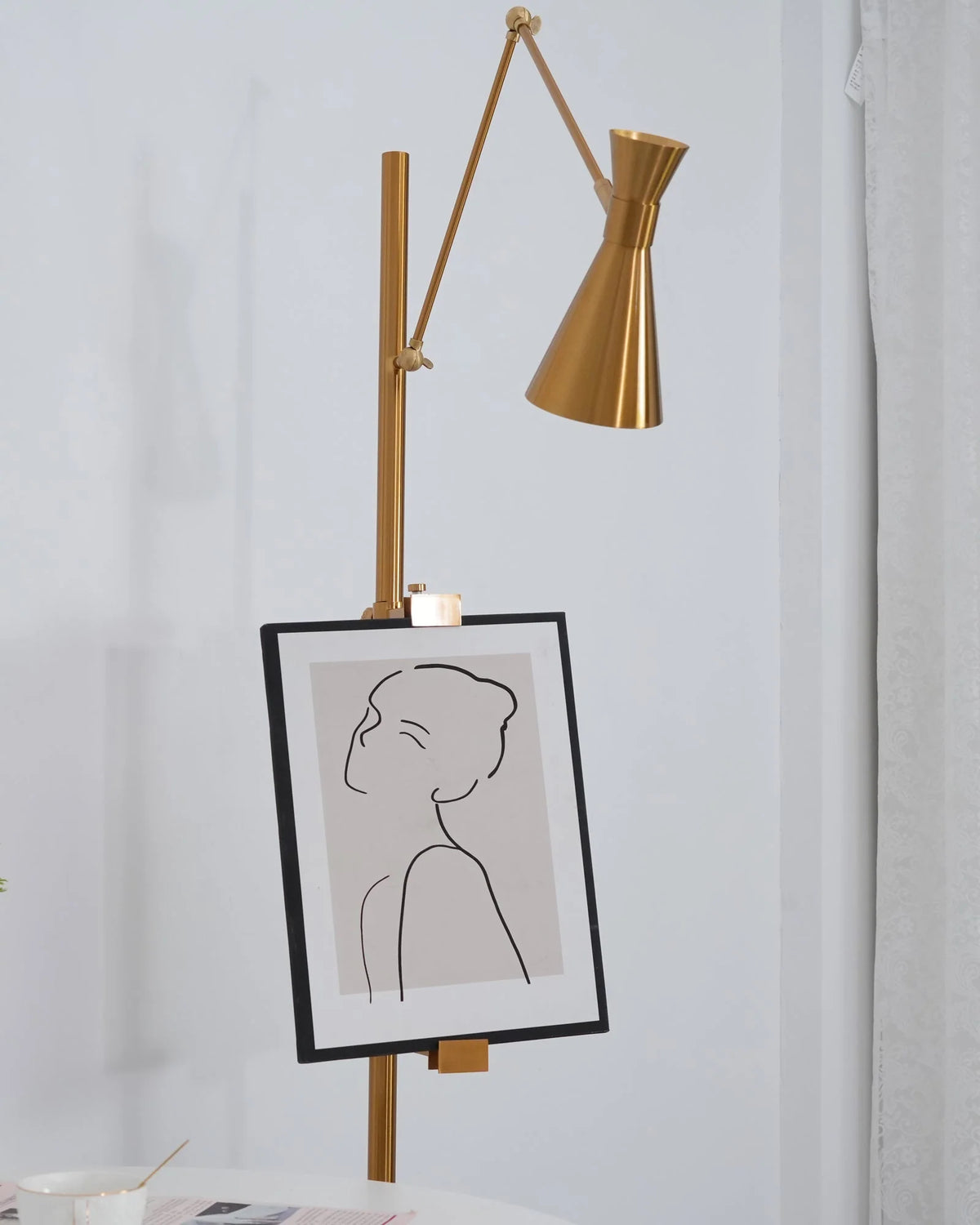 Floor Light | Sculptural Gold Frame & White Marble Base