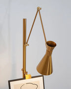 Floor Light | Sculptural Gold Frame & White Marble Base