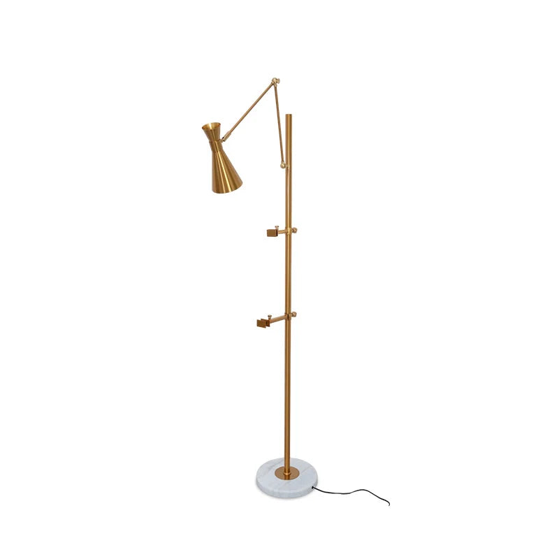 Floor Light | Sculptural Gold Frame & White Marble Base