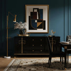 Floor Light | Sculptural Gold Frame & White Marble Base