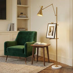 Floor Light | Sculptural Gold Frame & White Marble Base