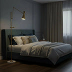 Floor Light | Sculptural Gold Frame & White Marble Base