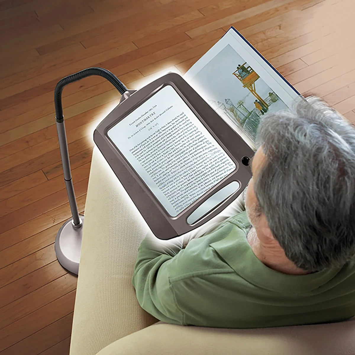 Floor Magnifying Lamp | 3X Magnification & Adjustable Gooseneck | 8 x 10 Inch Lens