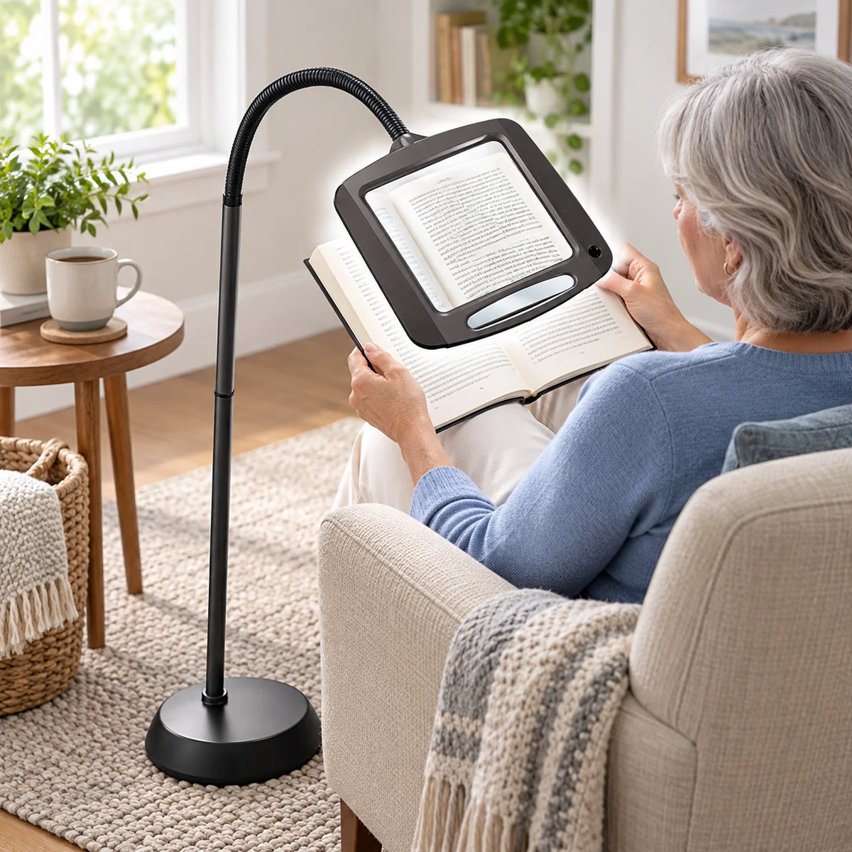 Floor Magnifying Lamp | 3x Magnification & Glare-Free LEDs | 8 x 10 In Lens