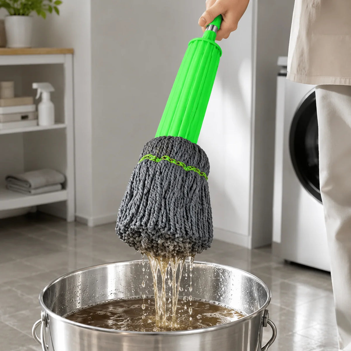 Floor Mop | 2-in-1 Quick-Dry & No-Bend Handle