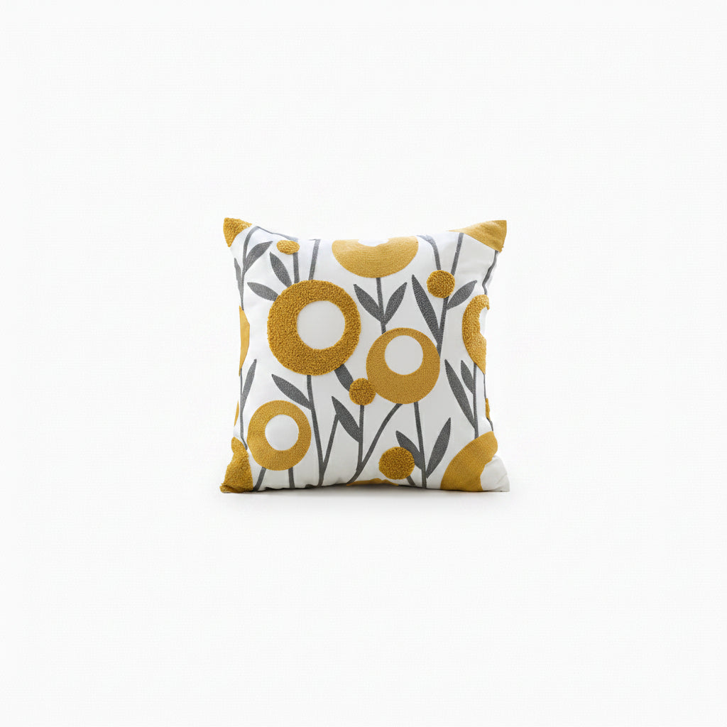 Floral Embroidered Cushion Cover