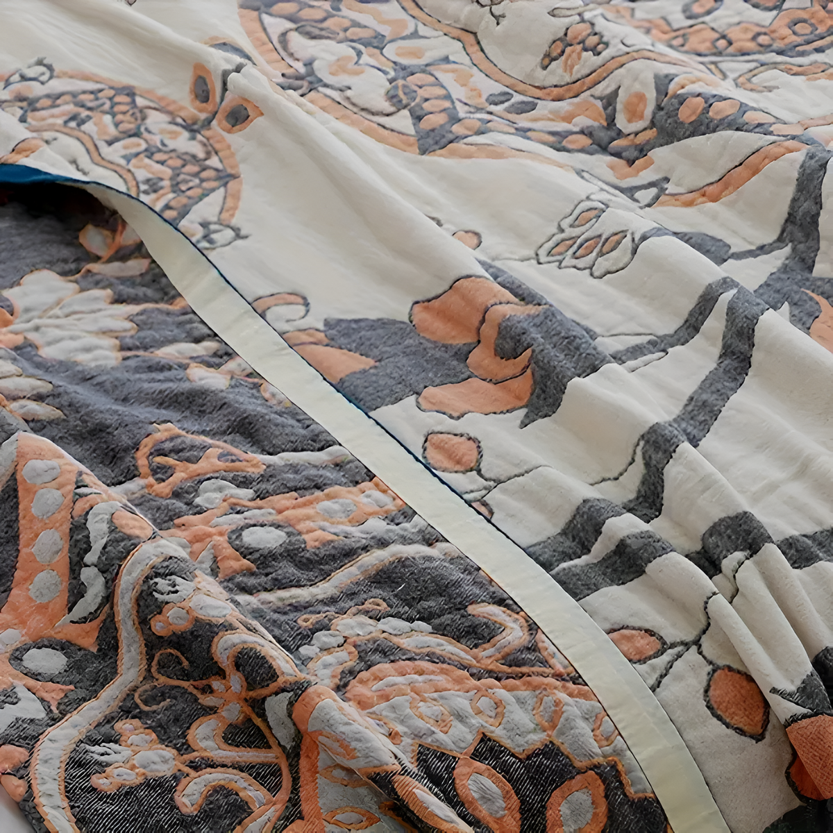 Cotton Blanket | Four-Layer Reversible Floral | Machine Washable