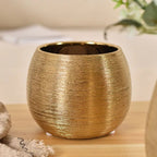 Flower Pot | Gold-Plated Textured Ceramic | Tabletop Decor