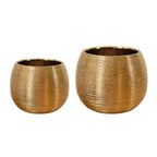 Flower Pot | Gold-Plated Textured Ceramic | Tabletop Decor
