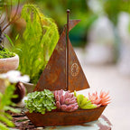 Flower Pot | Sailboat Silhouette & Sturdy Iron | 29.5 x 24 cm