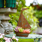 Flower Pot | Sailboat Silhouette & Sturdy Iron | 29.5 x 24 cm