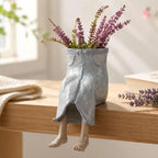 Flower Pot | Sitting Legs Figurine & Hidden Drainage | Fits Small To Medium Plants