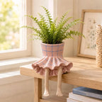 Flower Pot | Sitting Legs Figurine & Hidden Drainage | Fits Small To Medium Plants