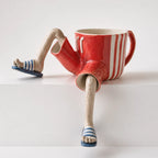 Flower Pot | Sitting Legs Figurine & Hidden Drainage | Fits Small To Medium Plants