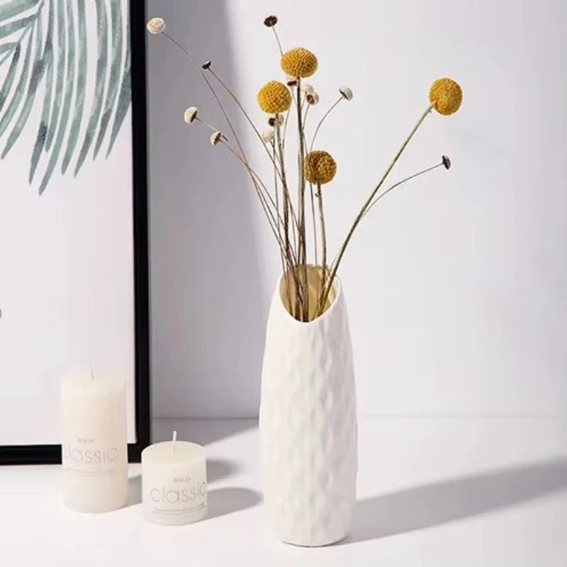 Flower Vase | Textured Design & Stable Base | Compact Tabletop