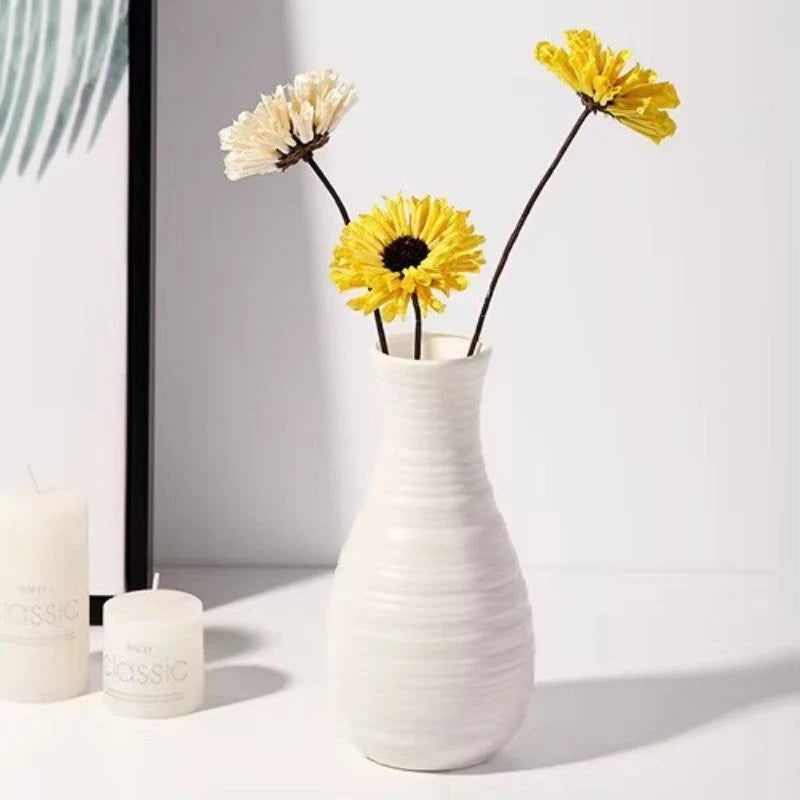 Flower Vase | Textured Design & Stable Base | Compact Tabletop