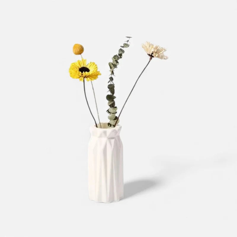 Flower Vase | Textured Design & Stable Base | Compact Tabletop