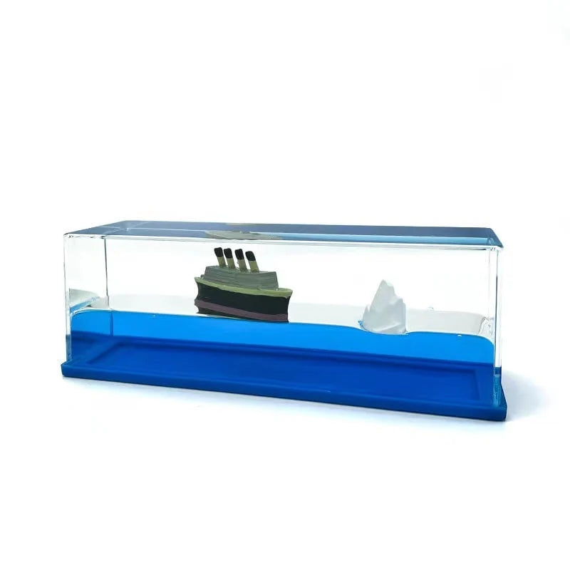 Fluid Drift Bottle | Floating Ship & LED Lighting | USB-Powered