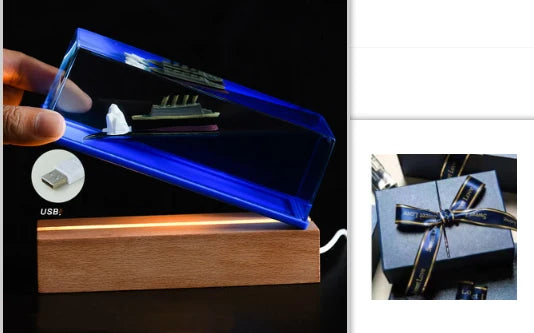 Fluid Drift Bottle | Floating Ship & LED Lighting | USB-Powered