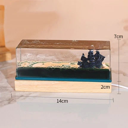 Fluid Drift Bottle | Floating Ship & LED Lighting | USB-Powered