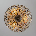 Flush Mount Ceiling Light | 3-Light Antique Bronze & Crystal | 13 in
