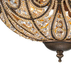 Flush Mount Ceiling Light | 3-Light Antique Bronze & Crystal | 13 in