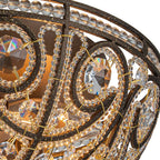 Flush Mount Ceiling Light | 3-Light Antique Bronze & Crystal | 13 in