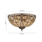 Flush Mount Ceiling Light | 3-Light Antique Bronze & Crystal | 13 in
