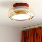 Flush Mount Ceiling Light | Amber Glass & Integrated LED | 20 cm Diameter