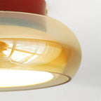 Flush Mount Ceiling Light | Amber Glass & Integrated LED | 20 cm Diameter
