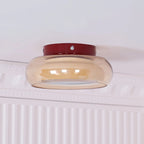 Flush Mount Ceiling Light | Amber Glass & Integrated LED | 20 cm Diameter