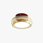 Flush Mount Ceiling Light | Amber Glass & Integrated LED | 20 cm Diameter