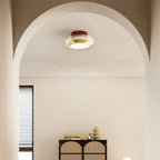 Flush Mount Ceiling Light | Amber Glass & Integrated LED | 20 cm Diameter