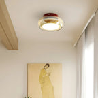 Flush Mount Ceiling Light | Amber Glass & Integrated LED | 20 cm Diameter
