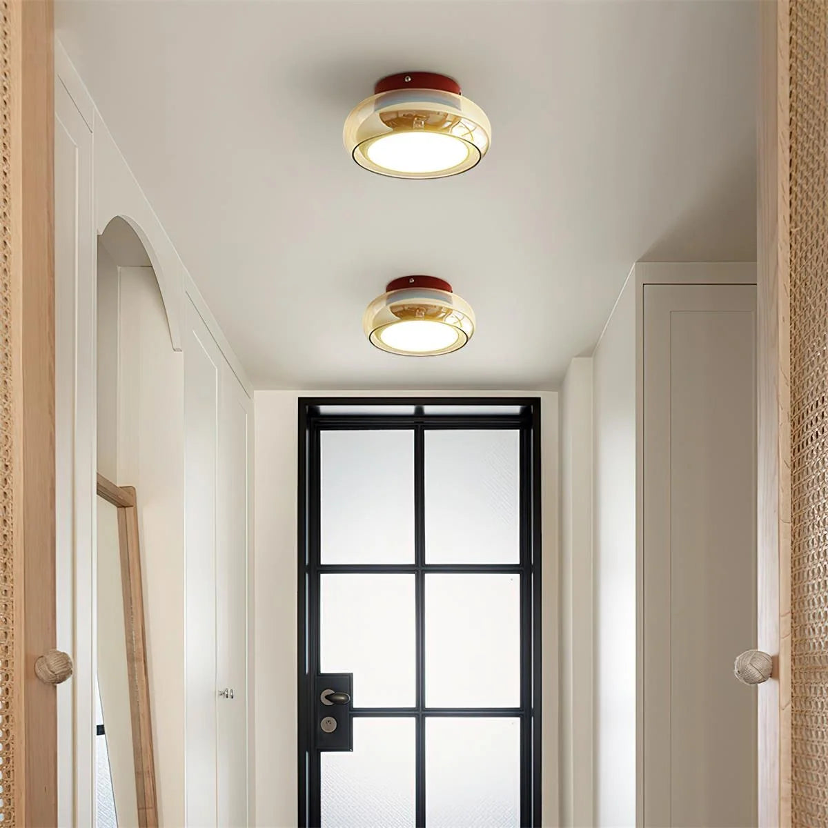 Flush Mount Ceiling Light | Amber Glass & Integrated LED | 20 cm Diameter