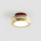 Flush Mount Ceiling Light | Amber Glass & Integrated LED | 20 cm Diameter
