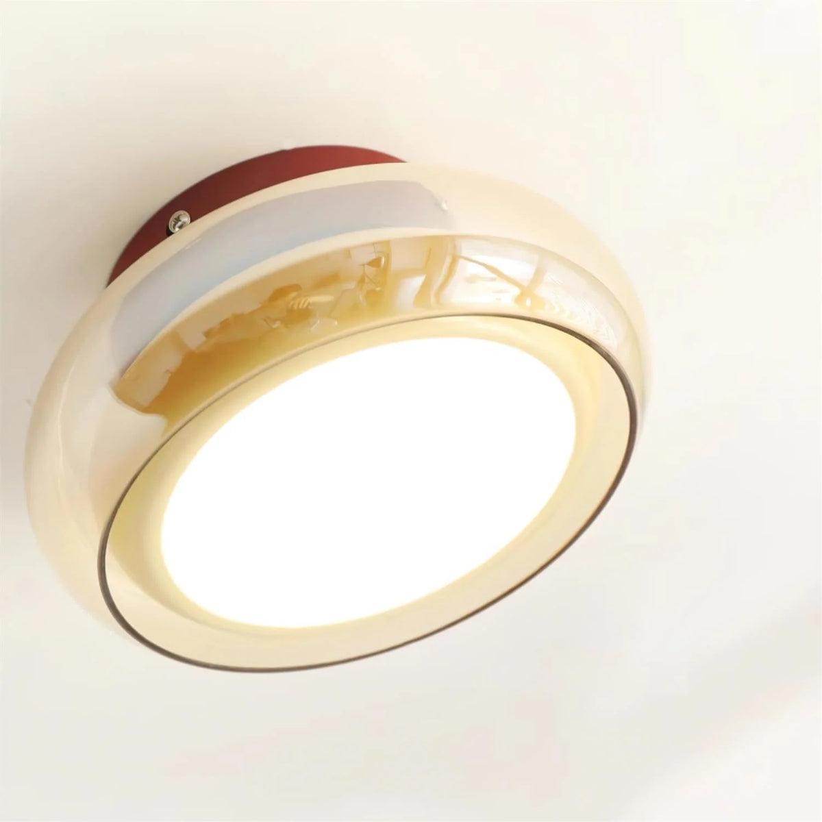 Flush Mount Ceiling Light | Amber Glass & Integrated LED | 20 cm Diameter