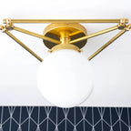 Flush Mount Ceiling Light | Brass & Glass Geometric Pearl | 14 In