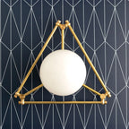 Flush Mount Ceiling Light | Brass & Glass Geometric Pearl | 14 In