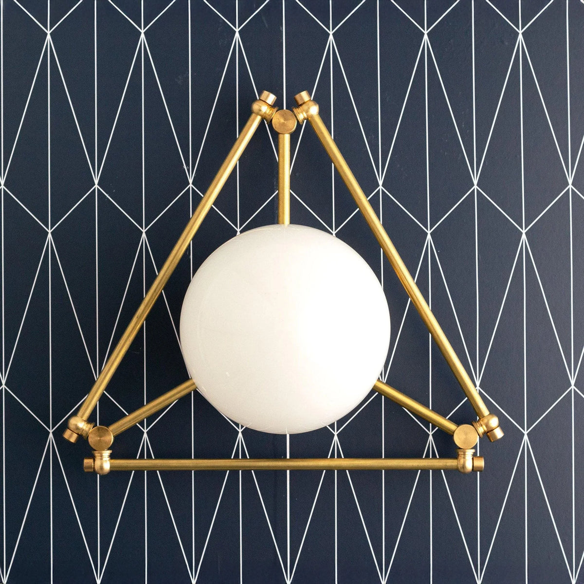 Flush Mount Ceiling Light | Brass & Glass Geometric Pearl | 14 In