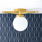 Flush Mount Ceiling Light | Brass & Glass Geometric Pearl | 14 In