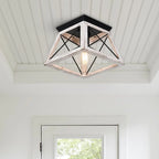 Flush Mount Ceiling Light | Caged Square Metal Frame