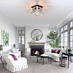 Flush Mount Ceiling Light | Caged Square Metal Frame