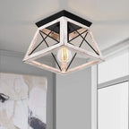Flush Mount Ceiling Light | Caged Square Metal Frame