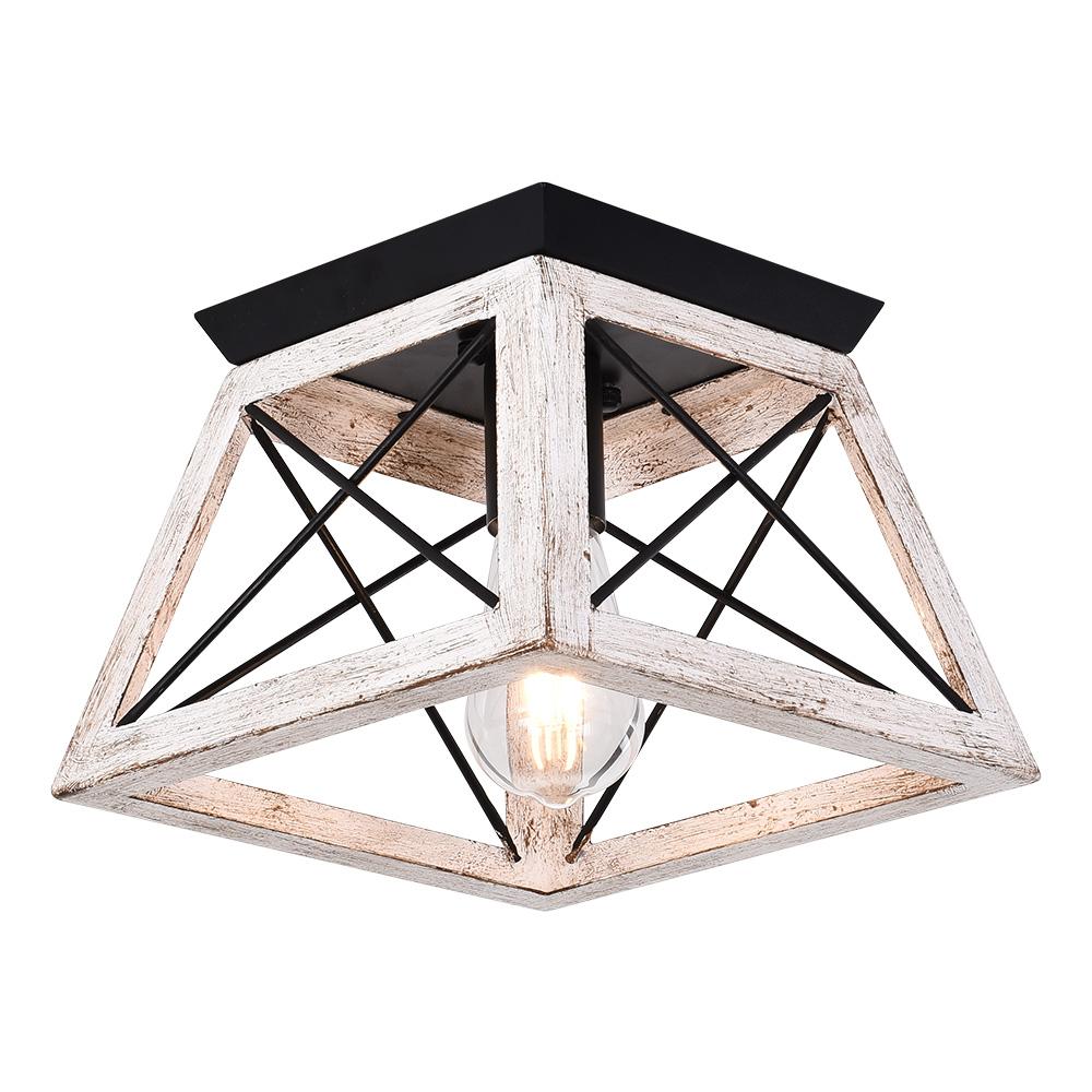 Flush Mount Ceiling Light | Caged Square Metal Frame