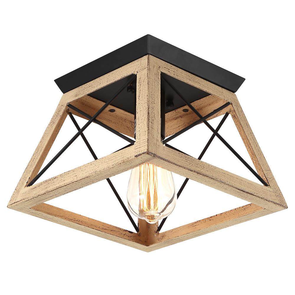 Flush Mount Ceiling Light | Caged Square Metal Frame