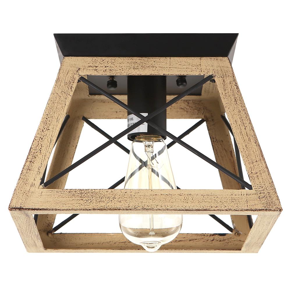 Flush Mount Ceiling Light | Caged Square Metal Frame