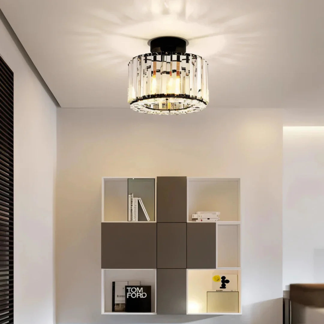 Flush Mount Ceiling Light | Crystal Accent & LED | 17 x 23 cm