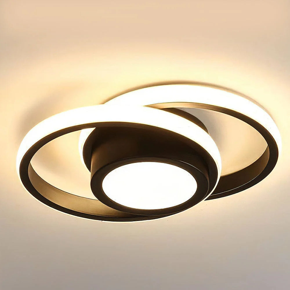 Flush Mount Ceiling Light | Double-Ring Dimmable LED | Bulbs Included